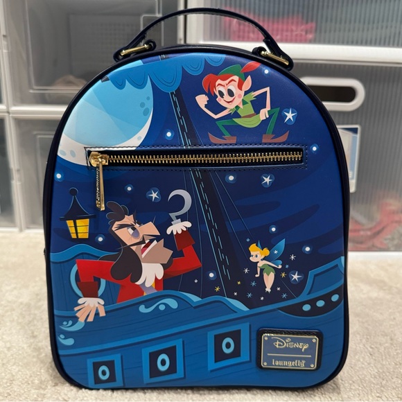Disney Loungefly Peter Pan Captain Hook Tinker Bell Mini Backpack